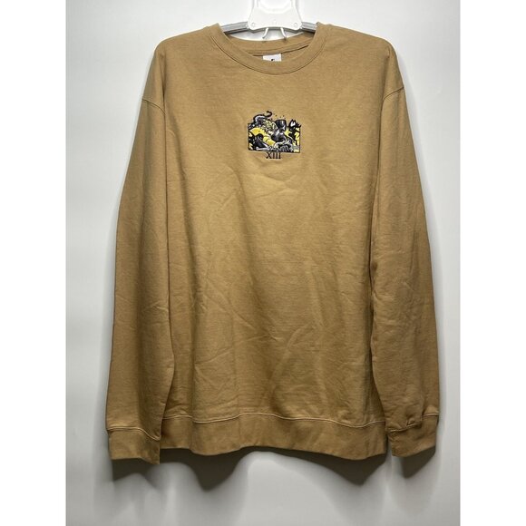 Gilgamesh XIII ROXAS EMBROIDERED Crewneck Sweater Long Sleeve Brown 2XL - Picture 1 of 5